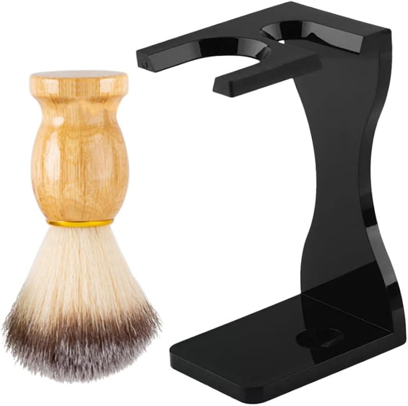 NOLITOY Black Shaving Brush Stand Set With Beard Brush Holder For Men Home Barbershop - Image 1